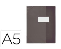 Protège-cahier elba school life pvc cristal 18/100e rabat porte-étiquette et étiquette 170x220mm coloris noir