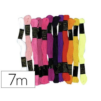 Fil coton bracelet brésilien 7m coloris assortis sachet 12 échevettes