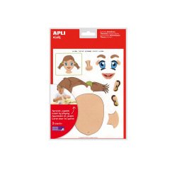 Gommette apli kids repositionnable visage fille  garcon des 3 ans pochette 12  feuilles 144 unites