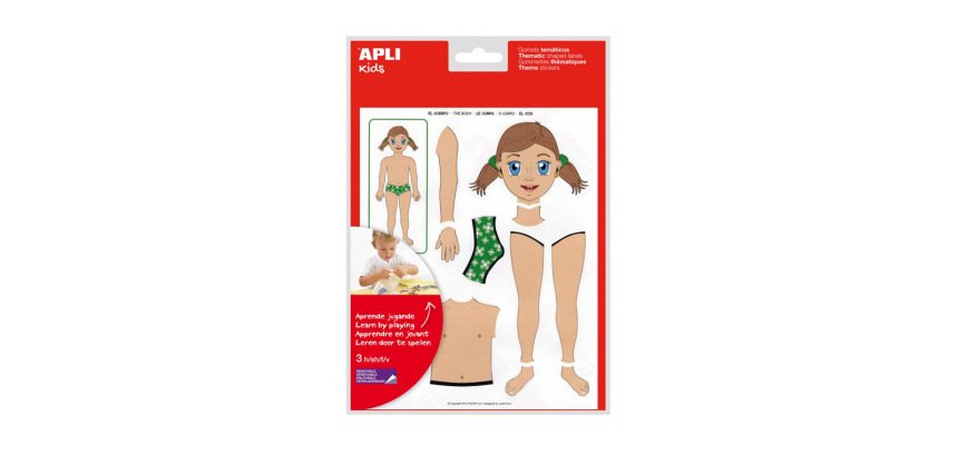 Gommette apli kids repositionnable le corps      fillegarcon des 3 ans pochette12f 156 unites