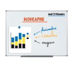 Tableau blanc juvénilia émaillé magnétique ultra résistant tôle acier lisse auget 30cm kit fixation inclus 90x180cm