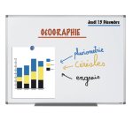 Tableau blanc juvénilia émaillé magnétique ultra résistant tôle acier lisse auget 30cm kit fixation inclus 90x120cm