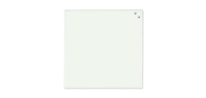 Tableau verre naga magnétique 45x45cm                       kit fixation mur coloris blanc