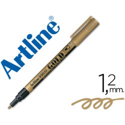 Marqueur artline permanent pointe fine conique 1.2mm tous supports corps métal encre pigmentée résiste eau or