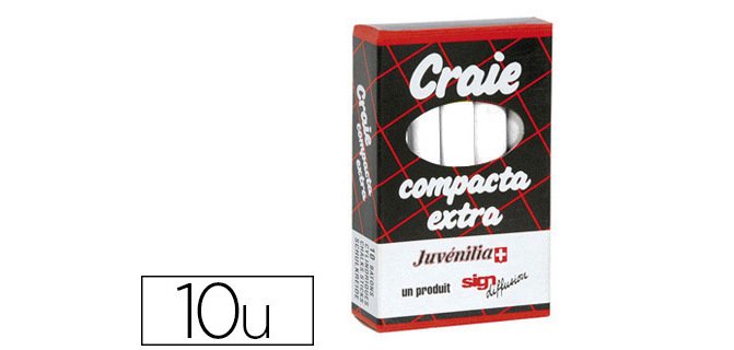 Craie juvenilia compacta l80mmx10mm sans crissement anti-poussière coloris blanc boîte 10 unités