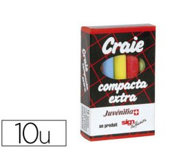 Craie juvenilia compacta l80mmx10mm sans crissement anti-poussière coloris assortis boîte 10 unités
