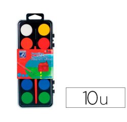 Gouache lefranc bourgeois pastille 28mm diamètre boîte 12 coloris + 1 pinceau