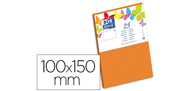 Carte oxford vélin 100x150mm 240g coloris orange étui 25 unités