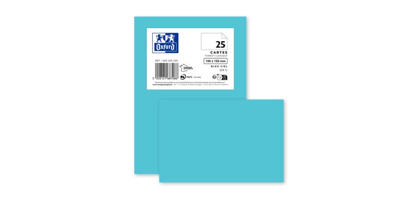 Carte de visite Oxford 100x150 x25 bleu ciel