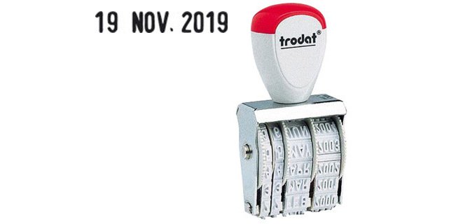Tampon dateur trodat 1010 encrage séparé changement par molette date 4mm utilisation avec tampon encreur