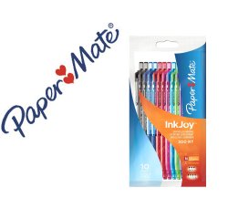 Stylo-bille paper mate inkjoy 300 rt écriture moyenne rétractable clip fun pochette 10 unités