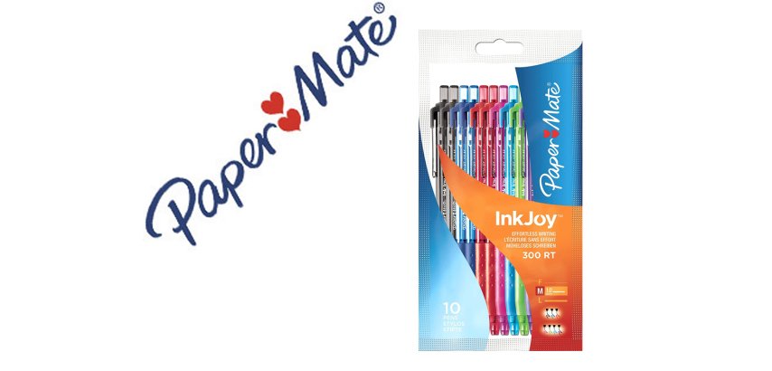 Stylo-bille paper mate inkjoy 300 rt écriture moyenne rétractable clip fun pochette 10 unités