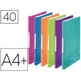 Protège-documents leitz wow polypropylène 40 pochettes 80 vues 231x16x310mm étiquette dos coloris assortis