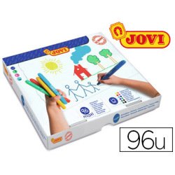 Feutre coloriage jovi schoolpack pointe large diamètre 13mm 12 couleurs assorties coffret école 96 unités
