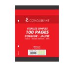 Feuillet mobile conquérant a5+ 170x220mm 100 pages 80g séyès perforé coloris jaune
