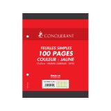 Feuillet mobile conquérant a5+ 170x220mm 100 pages 80g séyès perforé coloris jaune