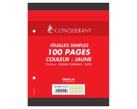 Feuillet mobile conquérant a5+ 170x220mm 100 pages 80g séyès perforé coloris jaune