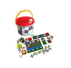 Jeu construction plastique 1 seau contient 12 supports 812 pièces 5 coloris assortis dès 3 ans