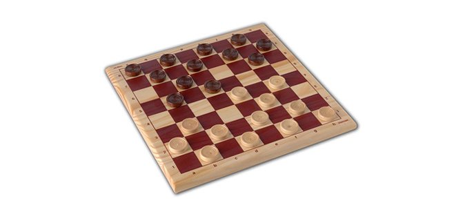 Jeu de dames plateau pièces en bois massif