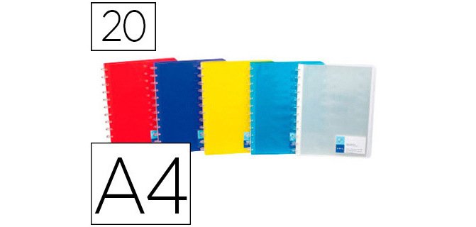Protège-documents viquel propyglass géode 20 pochettes 40 vues amovibles repositionnables a4 210x297mm coloris assortis