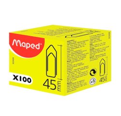 Trombone maped nickelé 45mm boîte carton 100 unités