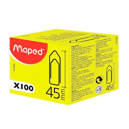Trombone maped nickelé 45mm boîte carton 100 unités
