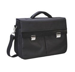 Sacoche sign ordinateur portable 15.6\" nylon 320x410x155mm 3 soufflets bandoulière réglable patins de protection noir