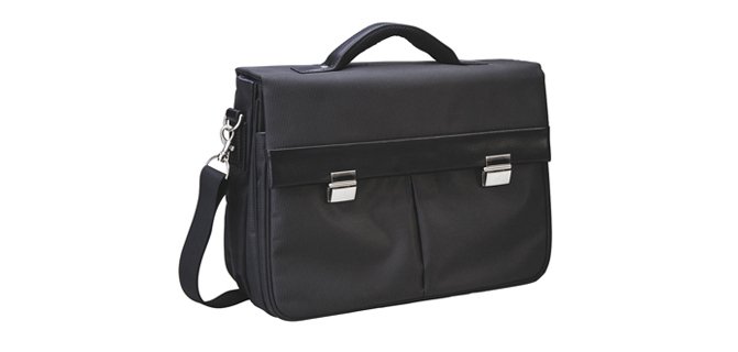 Sacoche sign ordinateur portable 15.6\" nylon 320x410x155mm 3 soufflets bandoulière réglable patins de protection noir