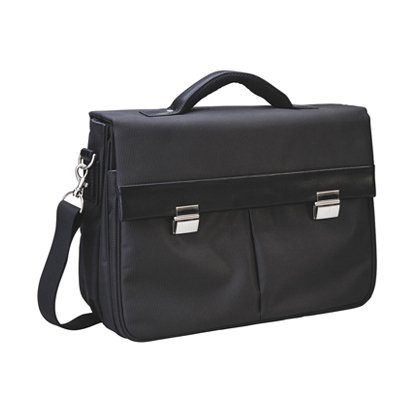 Sacoche sign ordinateur portable 15.6\" nylon 320x410x155mm 3 soufflets bandoulière réglable patins de protection noir