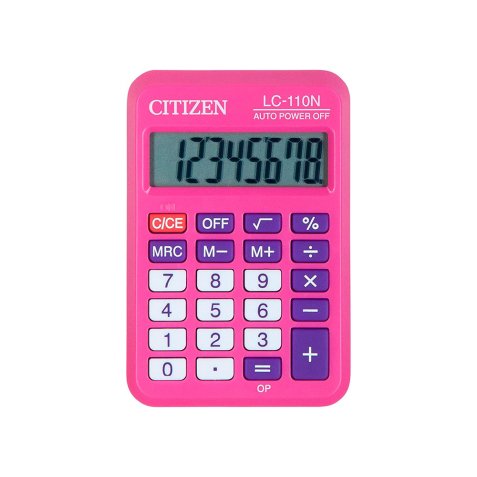 Calculatrice citizen lc-110n poche 8 chiffres addition soustraction mémoire pile 87x58x12mm 31g coloris rouge