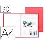 Protège-documents liderpapel polypropylène couverture flexible 30 pochettes fixes a4 210x297mm rouge translucide