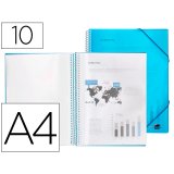 Protège-documents liderpapel polypropylène couverture rigide spirale 10 pochettes fixes a4 210x297mm coloris bleu