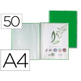 Protège-documents liderpapel polypropylène couverture rigide spirale 50 pochettes fixes a4 210x297mm coloris vert
