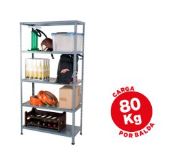 Étagère métallique ar 5 tablettes supporte 80kg/tablette capacité 50 boîtes/classeurs 180x90x40cm coloris gris