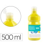 Gouache scolaire liderpapel liquide lavable fermeture sécurité brillante coloris jaune citron flacon 500ml