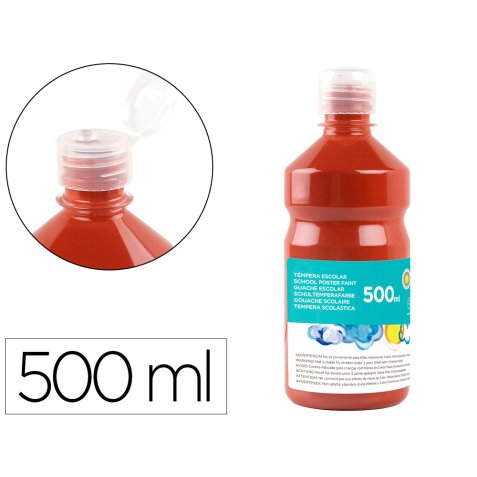 Gouache scolaire liderpapel liquide lavable fermeture sécurité brillante coloris marron flacon 500ml