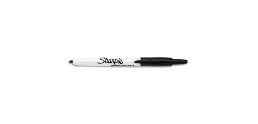 Marqueur permanent sharpie retractable pointe fine       conique ogive 1mm clapet de   protection encre couleur
