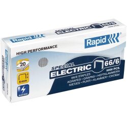 Agrafes rapid electric strong 66/6 capacite 20 feuilles     hauteur pattes 6mm - boite de 5000 unites