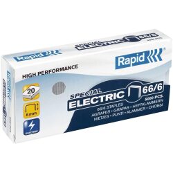 Agrafes rapid electric strong 66/6 capacite 20 feuilles     hauteur pattes 6mm - boite de 5000 unites