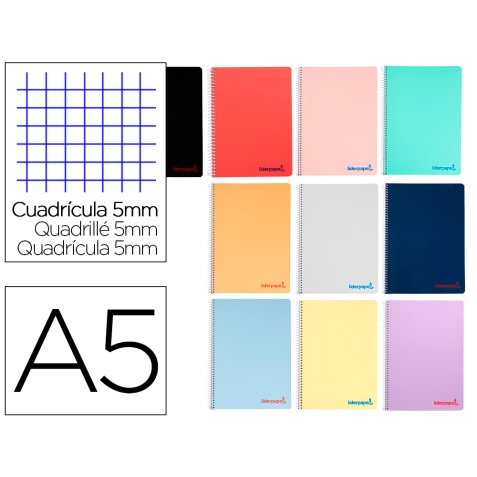 Cahier spirale liderpapel a5 micro wonder 80 pages 90g     5x5mm 4 trous 5 bandes        coloris assortis