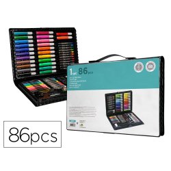 Set de pinture liderpapel plastique 86 pieces etui de   34x23x3,2 cm