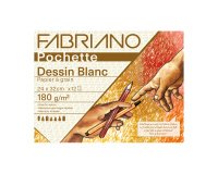 Pochette fabriano papier a dessin a grain 240x320mm 180g coloris blanc 12 feuilles