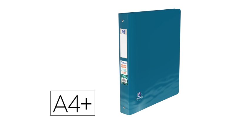 Classeur hamelin oxford school life oceanis a4+ dos   40 mm 4 anneaux rond          polypropylene recycle opaque