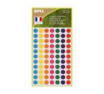 Etiquettes apli 100% recycle ï8mm coloris assortis         pochette 385 unites