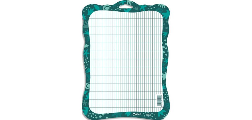 Ardoise maped effacable a sec 2 faces blanche/quadrillee    smiling planet 100% carton