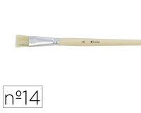 Brosse plate o'color poils soie porc nº14 virole         aluminium manche bois naturel lot 10 unites