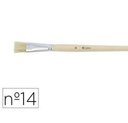 Brosse plate o'color poils soie porc nº14 virole         aluminium manche bois naturel lot 10 unites