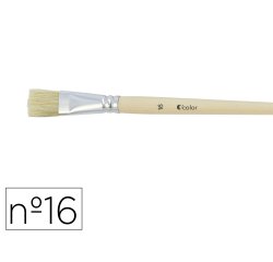 Brosse plate o'color poils soie porc nº16 virole         aluminium manche bois naturel lot 10 unites