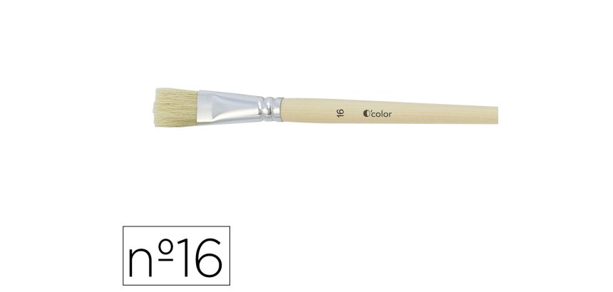 Brosse plate o'color poils soie porc nº16 virole         aluminium manche bois naturel lot 10 unites