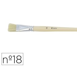 Brosse plate o'color poils soie porc nº18 virole         aluminium manche bois naturel lot 10 unites